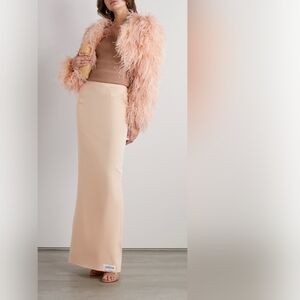 DOLCE GABBANA Stretch Silk Georgette Maxi Skirt In Natural IT 40 US 4 Org $1,895